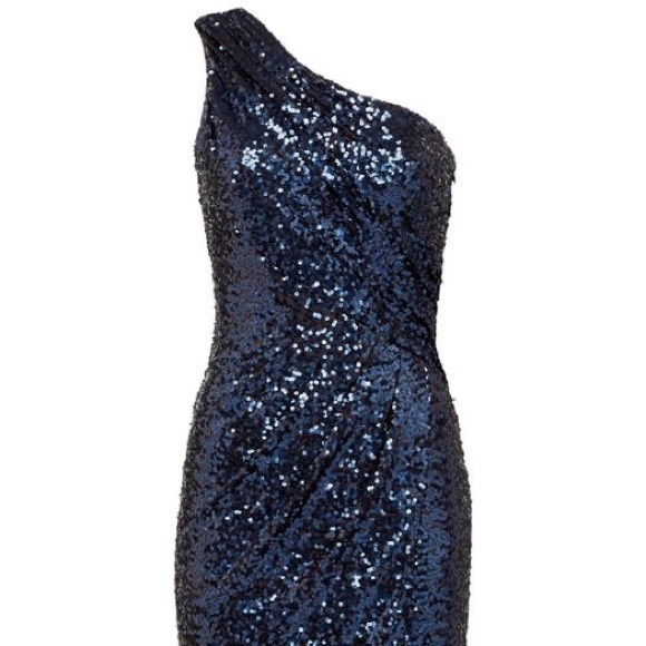 Badgley Mischka One Shoulder Sequin Gown - Picture 6 of 11
